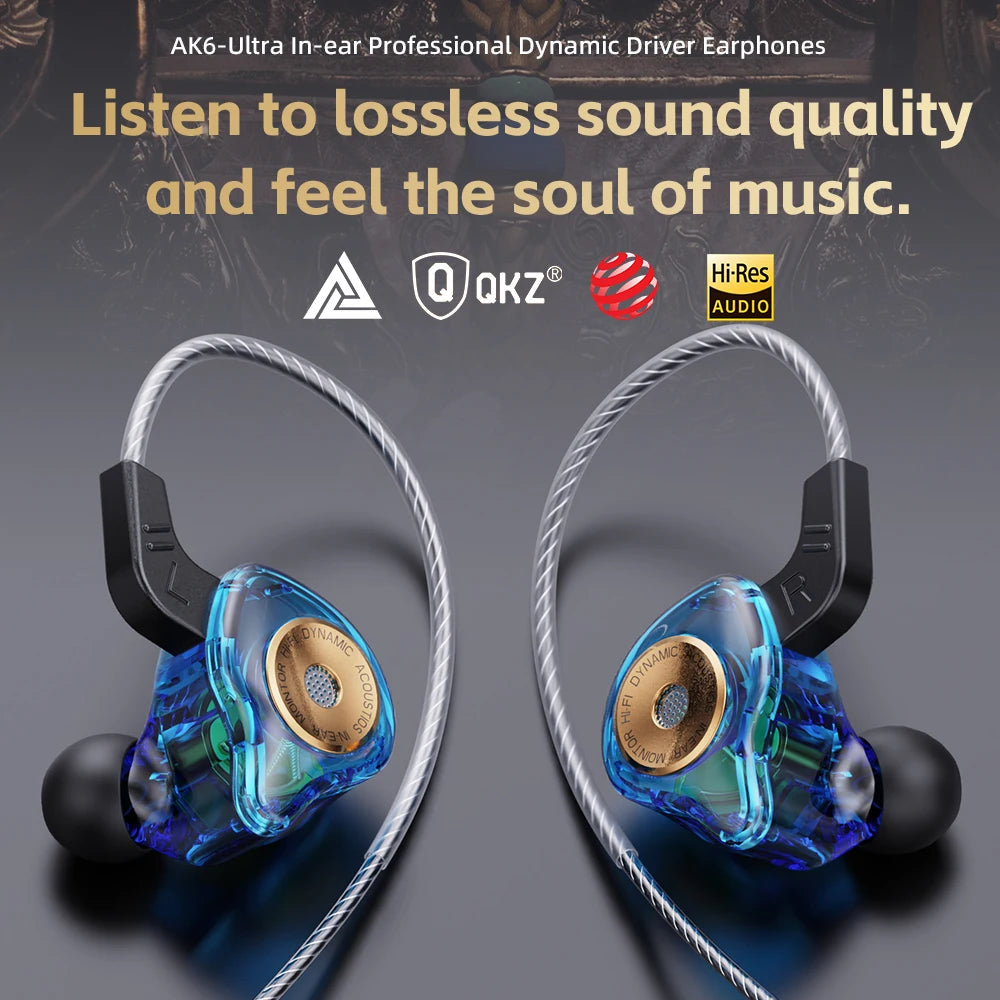 QKZ AK6-Ultra Fones de ouvido com fio 3,5 mm AUX intra-auriculares com microfone