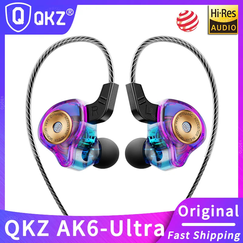 QKZ AK6-Ultra Fones de ouvido com fio 3,5 mm AUX intra-auriculares com microfone